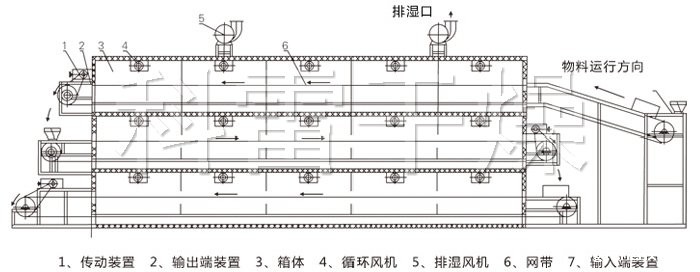 多层带式干燥机结构示意图